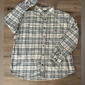 Carhartt men’s flannel 2XL rugged flex relax fit long sleeve shirt. EUC!!